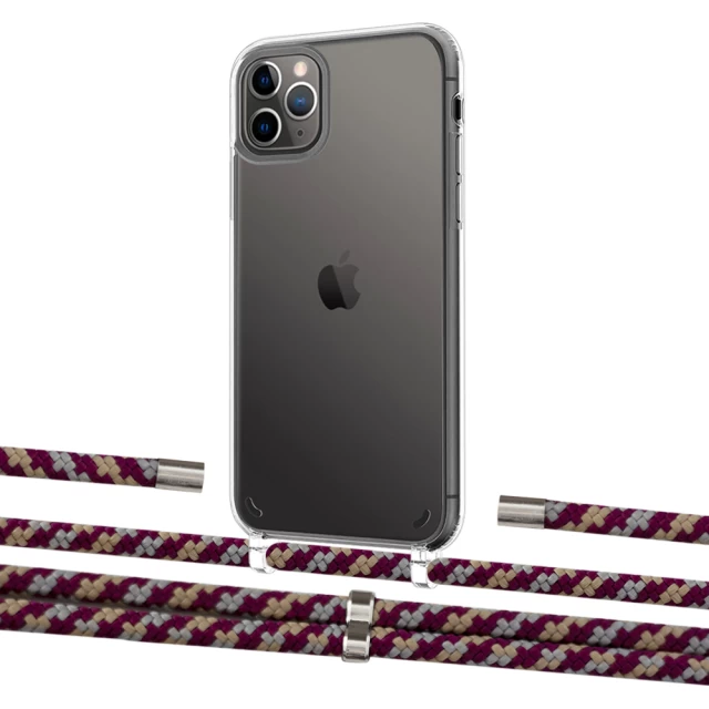 Чехол Upex Crossbody Protection Case для iPhone 11 Pro Max Crystal with Aide Burgundy Camouflage and Cap Silver (UP103056)