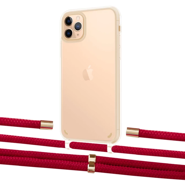 Чохол Upex Crossbody Protection Case для iPhone 11 Pro Max Crystal with Aide Red and Cap Gold (UP103067)