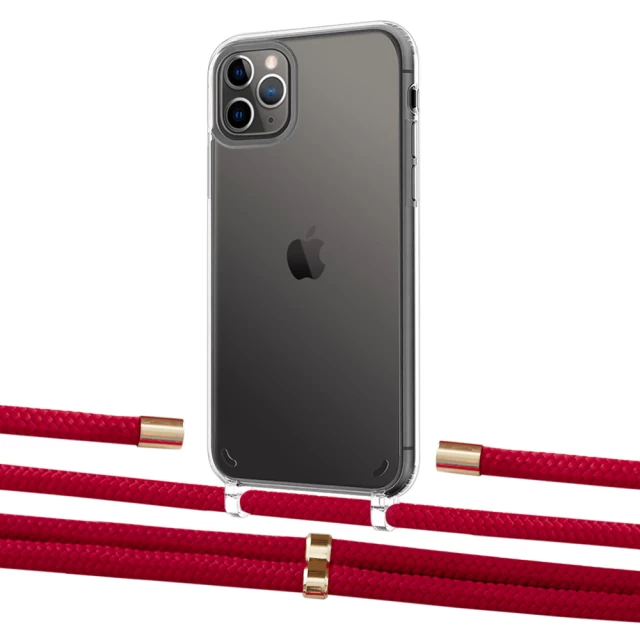 Чехол Upex Crossbody Protection Case для iPhone 11 Pro Max Crystal with Aide Red and Cap Gold (UP103067)