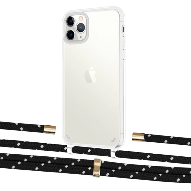 Чохол Upex Crossbody Protection Case для iPhone 11 Pro Crystal with Aide Black Dots and Cap Gold (UP102805)