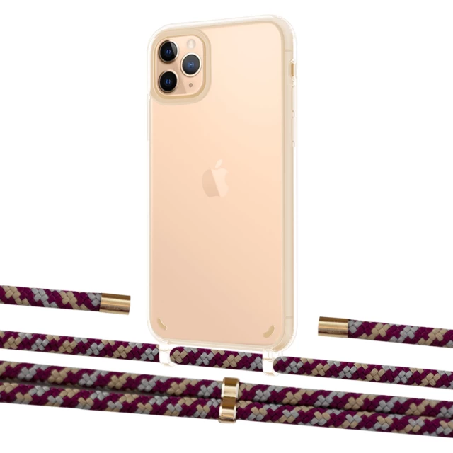 Чохол Upex Crossbody Protection Case для iPhone 11 Pro Crystal with Aide Burgundy Camouflage and Cap Gold (UP102811)