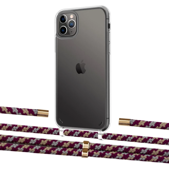 Чохол Upex Crossbody Protection Case для iPhone 11 Pro Crystal with Aide Burgundy Camouflage and Cap Gold (UP102811)