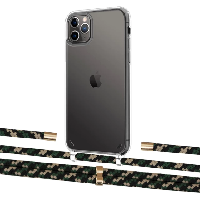 Чохол Upex Crossbody Protection Case для iPhone 11 Pro Max Crystal with Aide Juniper Camouflage and Cap Gold (UP103092)