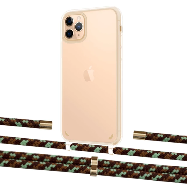 Чохол Upex Crossbody Protection Case для iPhone 11 Pro Crystal with Aide Cinnamon Camouflage and Cap Gold (UP102813)