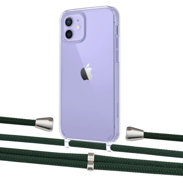 Чехол Upex Crossbody Protection Case для iPhone 12 | 12 Pro Crystal with Aide Cyprus Green and Casquette Silver (UP103249)