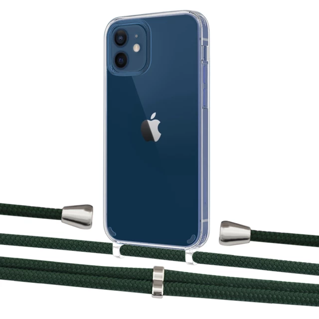 Чохол Upex Crossbody Protection Case для iPhone 12 | 12 Pro Crystal with Aide Cyprus Green and Casquette Silver (UP103249)