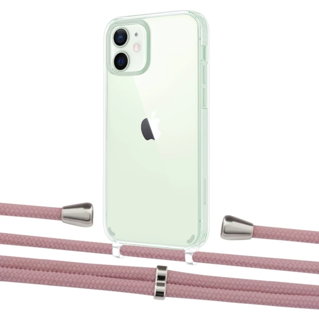 Чехол Upex Crossbody Protection Case для iPhone 12 | 12 Pro Crystal with Aide Carnation and Casquette Silver (UP103251)