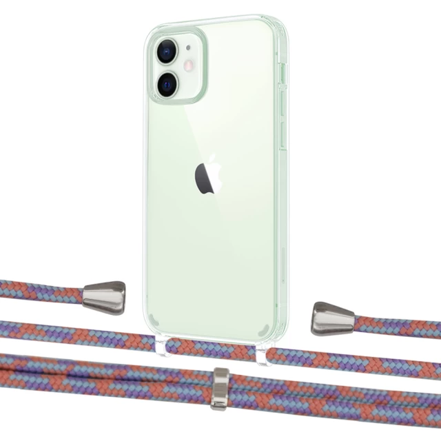Чехол Upex Crossbody Protection Case для iPhone 12 | 12 Pro Crystal with Aide Blue Sunset and Casquette Silver (UP103264)