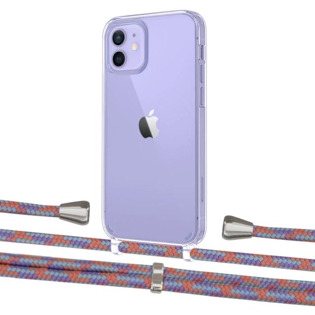 Чехол Upex Crossbody Protection Case для iPhone 12 | 12 Pro Crystal with Aide Blue Sunset and Casquette Silver (UP103264)
