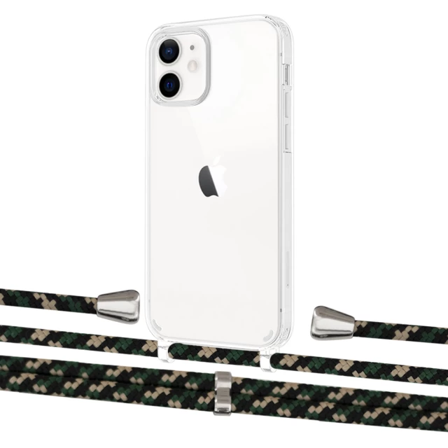 Чехол Upex Crossbody Protection Case для iPhone 12 | 12 Pro Crystal with Aide Juniper Camouflage and Casquette Silver (UP103267)