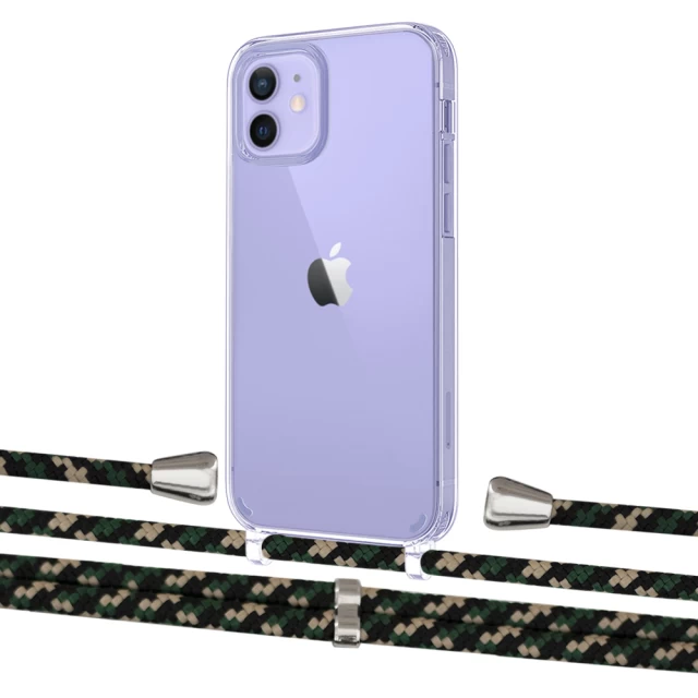 Чехол Upex Crossbody Protection Case для iPhone 12 mini Crystal with Aide Juniper Camouflage and Casquette Silver (UP103547)