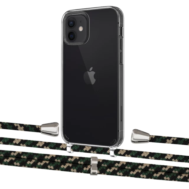 Чохол Upex Crossbody Protection Case для iPhone 12 mini Crystal with Aide Juniper Camouflage and Casquette Silver (UP103547)