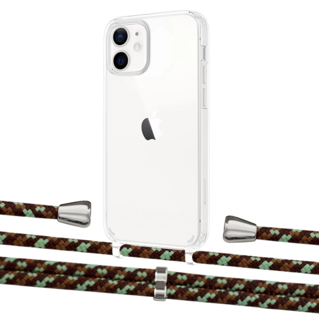 Чехол Upex Crossbody Protection Case для iPhone 12 | 12 Pro Crystal with Aide Cinnamon Camouflage and Casquette Silver (UP103268)