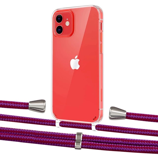 Чехол Upex Crossbody Protection Case для iPhone 12 | 12 Pro Crystal with Aide Rouge Cramoisi and Casquette Silver (UP103274)