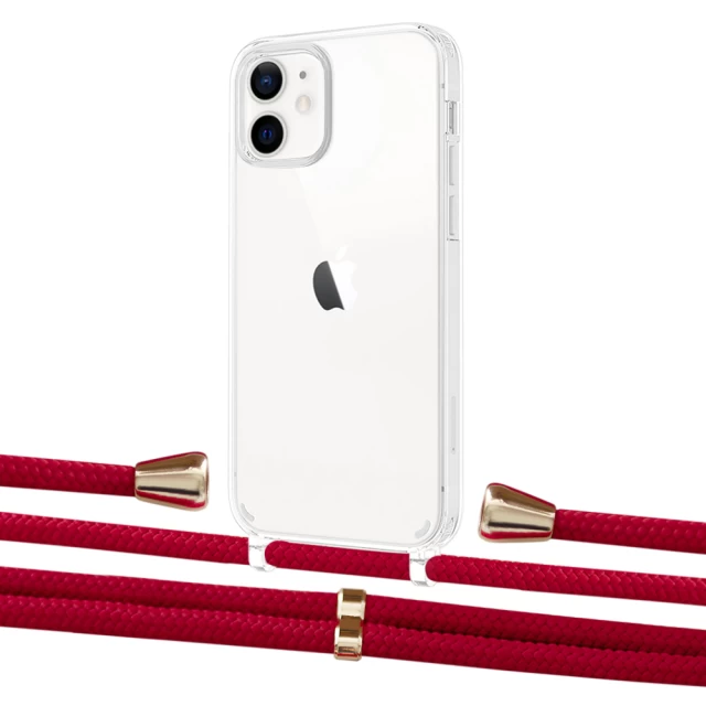 Чохол Upex Crossbody Protection Case для iPhone 12 | 12 Pro Crystal with Aide Red and Casquette Gold (UP103277)