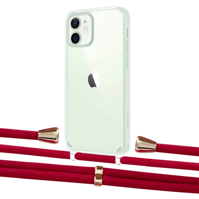 Чохол Upex Crossbody Protection Case для iPhone 12 mini Crystal with Aide Red and Casquette Gold (UP103557)
