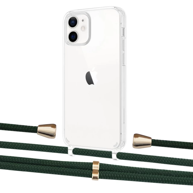 Чехол Upex Crossbody Protection Case для iPhone 12 | 12 Pro Crystal with Aide Cyprus Green and Casquette Gold (UP103284)