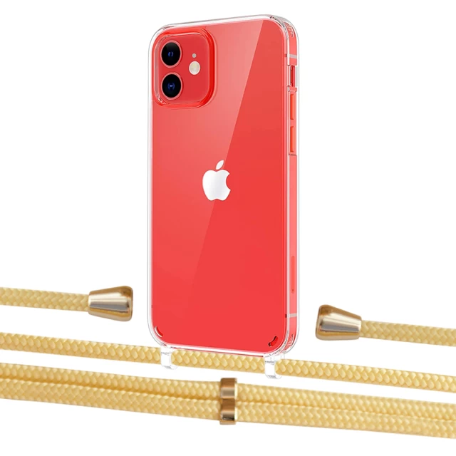 Чехол Upex Crossbody Protection Case для iPhone 12 | 12 Pro Crystal with Aide Banana and Casquette Gold (UP103293)