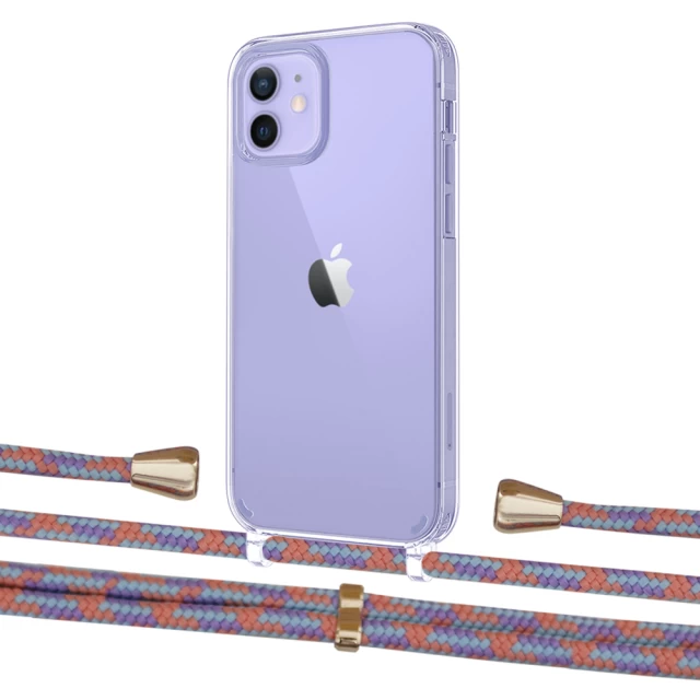 Чохол Upex Crossbody Protection Case для iPhone 12 | 12 Pro Crystal with Aide Blue Sunset and Casquette Gold (UP103299)