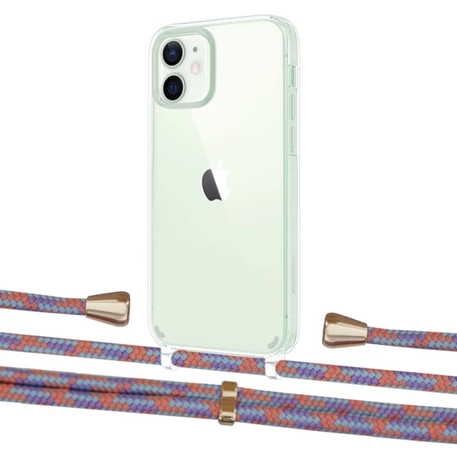 Чохол Upex Crossbody Protection Case для iPhone 12 mini Crystal with Aide Blue Sunset and Casquette Gold (UP103579)