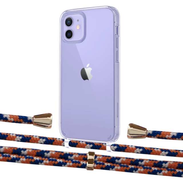 Чехол Upex Crossbody Protection Case для iPhone 12 | 12 Pro Crystal with Aide Orange Azure and Casquette Gold (UP103300)