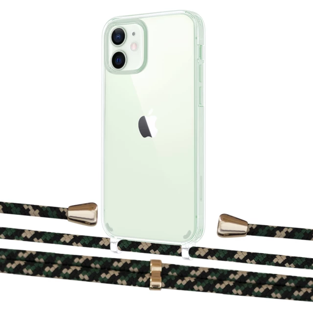 Чохол Upex Crossbody Protection Case для iPhone 12 mini Crystal with Aide Juniper Camouflage and Casquette Gold (UP103582)