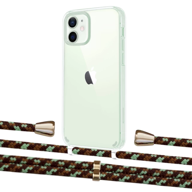 Чохол Upex Crossbody Protection Case для iPhone 12 mini Crystal with Aide Cinnamon Camouflage and Casquette Gold (UP103583)