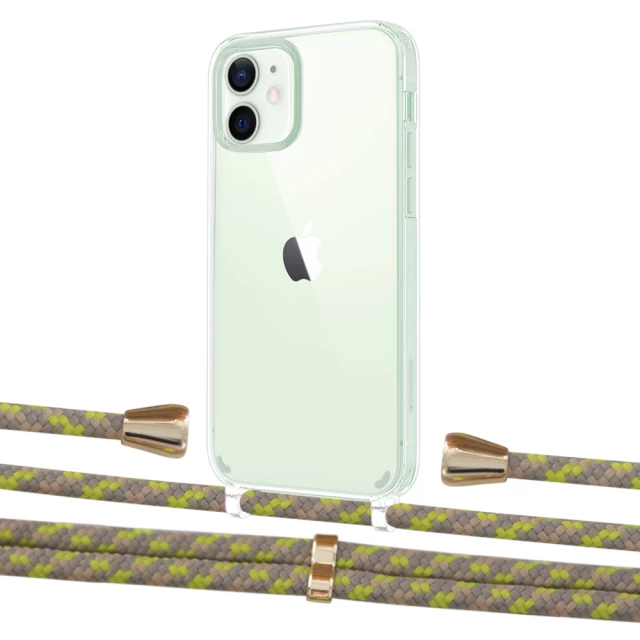 Чехол Upex Crossbody Protection Case для iPhone 12 mini Crystal with Aide Lime Camouflage and Casquette Gold (UP103585)
