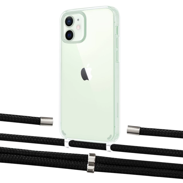 Чохол Upex Crossbody Protection Case для iPhone 12 | 12 Pro Crystal with Aide Black and Cap Silver (UP103311)
