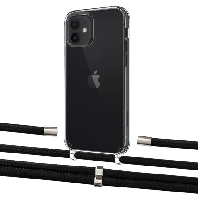 Чехол Upex Crossbody Protection Case для iPhone 12 mini Crystal with Aide Black and Cap Silver (UP103591)