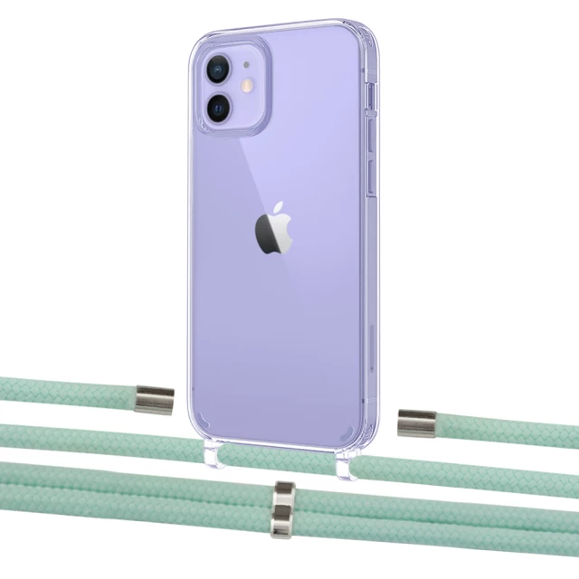 Чехол Upex Crossbody Protection Case для iPhone 12 | 12 Pro Crystal with Aide Pistachio and Cap Silver (UP103316)