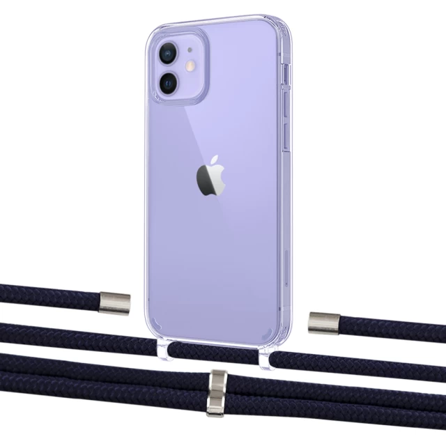 Чехол Upex Crossbody Protection Case для iPhone 12 | 12 Pro Crystal with Aide Deep Violet and Cap Silver (UP103318)