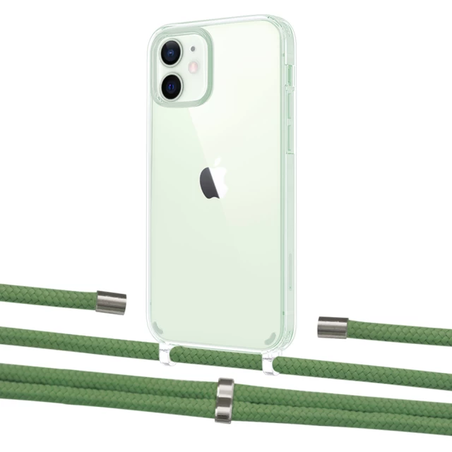 Чехол Upex Crossbody Protection Case для iPhone 12 | 12 Pro Crystal with Aide Mint and Cap Silver (UP103320)