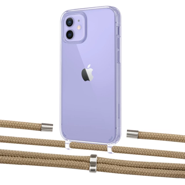 Чохол Upex Crossbody Protection Case для iPhone 12 | 12 Pro Crystal with Aide Sand and Cap Silver (UP103325)