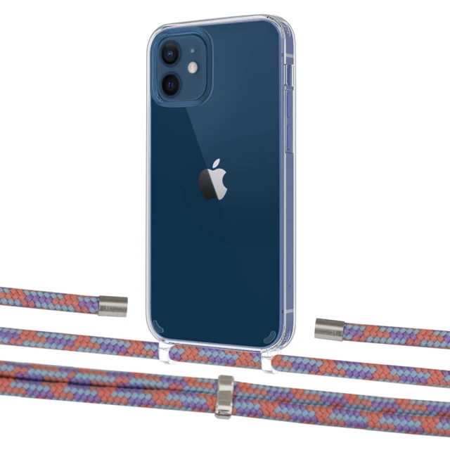 Чехол Upex Crossbody Protection Case для iPhone 12 | 12 Pro Crystal with Aide Blue Sunset and Cap Silver (UP103334)