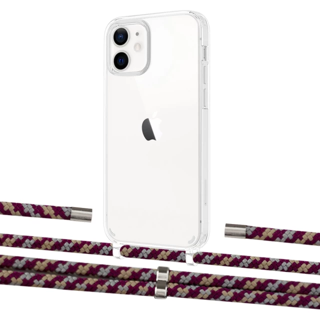 Чохол Upex Crossbody Protection Case для iPhone 12 | 12 Pro Crystal with Aide Burgundy Camouflage and Cap Silver (UP103336)