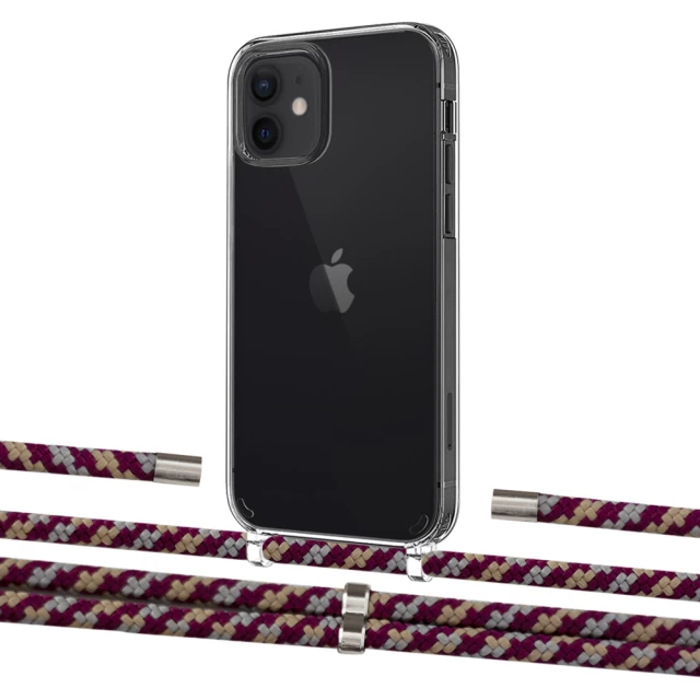 Чехол Upex Crossbody Protection Case для iPhone 12 mini Crystal with Aide Burgundy Camouflage and Cap Silver (UP103616)