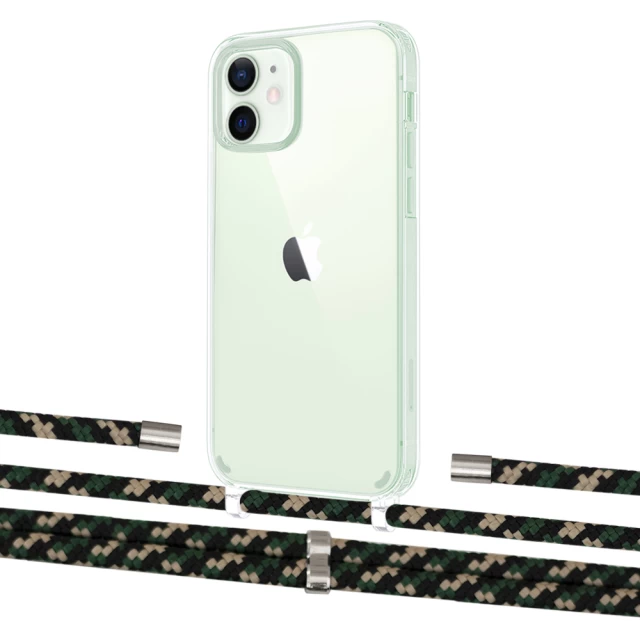 Чохол Upex Crossbody Protection Case для iPhone 12 | 12 Pro Crystal with Aide Juniper Camouflage and Cap Silver (UP103337)