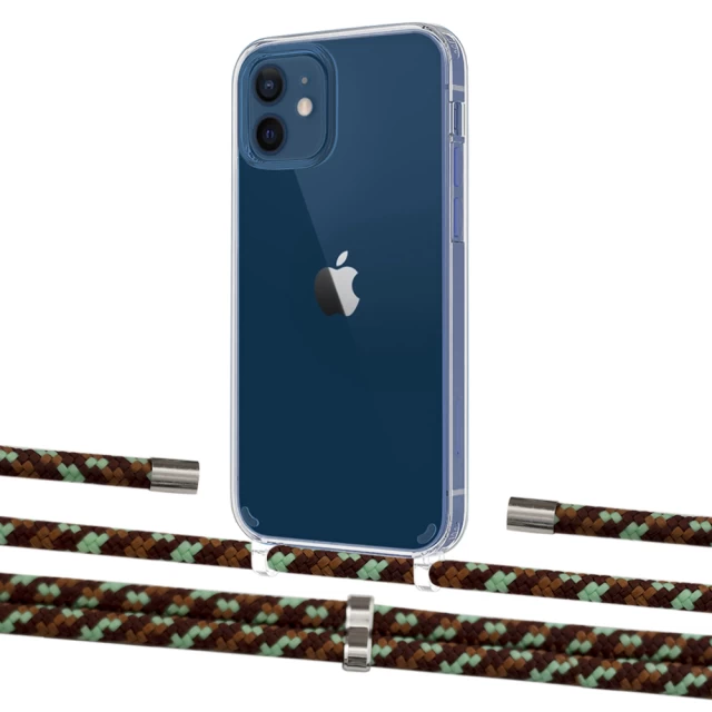 Чехол Upex Crossbody Protection Case для iPhone 12 | 12 Pro Crystal with Aide Cinnamon Camouflage and Cap Silver (UP103338)