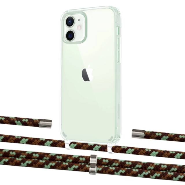 Чохол Upex Crossbody Protection Case для iPhone 12 mini Crystal with Aide Cinnamon Camouflage and Cap Silver (UP103618)