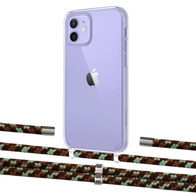Чохол Upex Crossbody Protection Case для iPhone 12 | 12 Pro Crystal with Aide Cinnamon Camouflage and Cap Silver (UP103338)