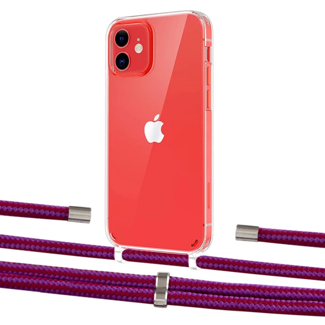 Чехол Upex Crossbody Protection Case для iPhone 12 | 12 Pro Crystal with Aide Rouge Cramoisi and Cap Silver (UP103344)