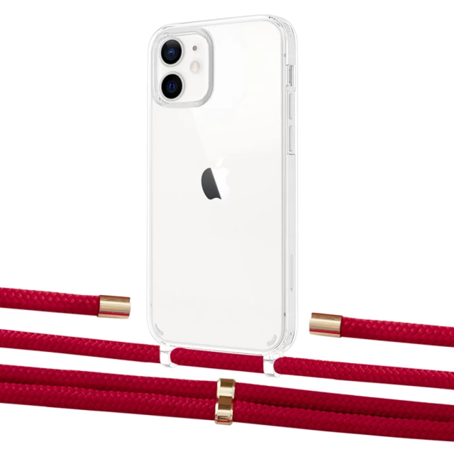 Чехол Upex Crossbody Protection Case для iPhone 12 | 12 Pro Crystal with Aide Red and Cap Gold (UP103347)