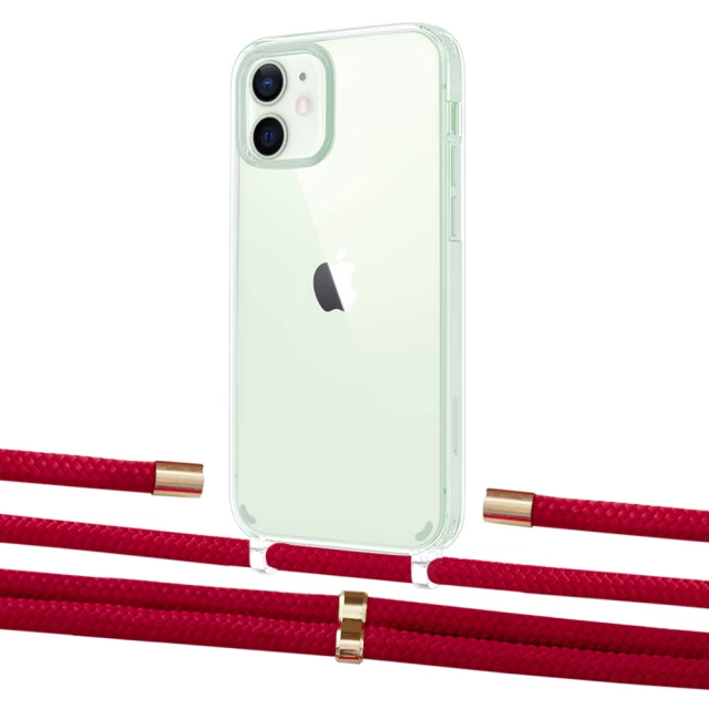Чохол Upex Crossbody Protection Case для iPhone 12 mini Crystal with Aide Red and Cap Gold (UP103627)