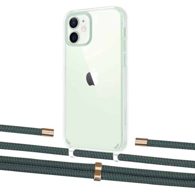 Чехол Upex Crossbody Protection Case для iPhone 12 | 12 Pro Crystal with Aide Cactus and Cap Gold (UP103348)