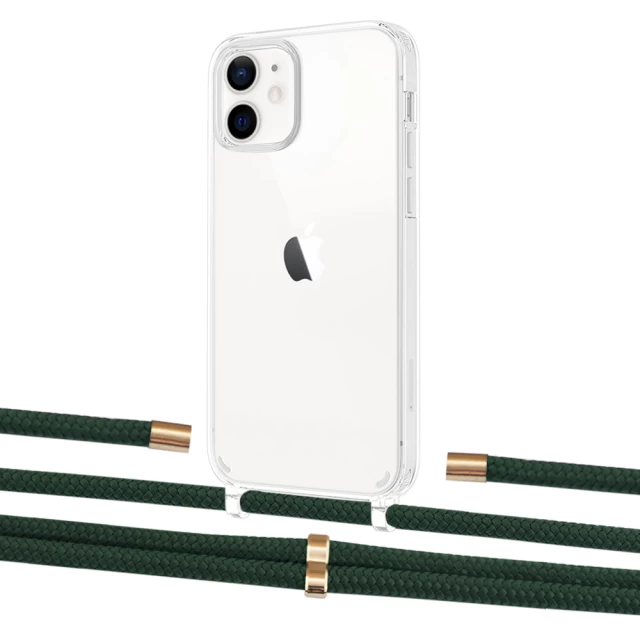 Чохол Upex Crossbody Protection Case для iPhone 12 mini Crystal with Aide Cyprus Green and Cap Gold (UP103634)
