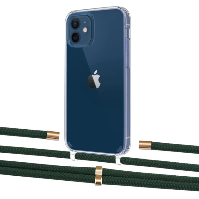 Чехол Upex Crossbody Protection Case для iPhone 12 mini Crystal with Aide Cyprus Green and Cap Gold (UP103634)