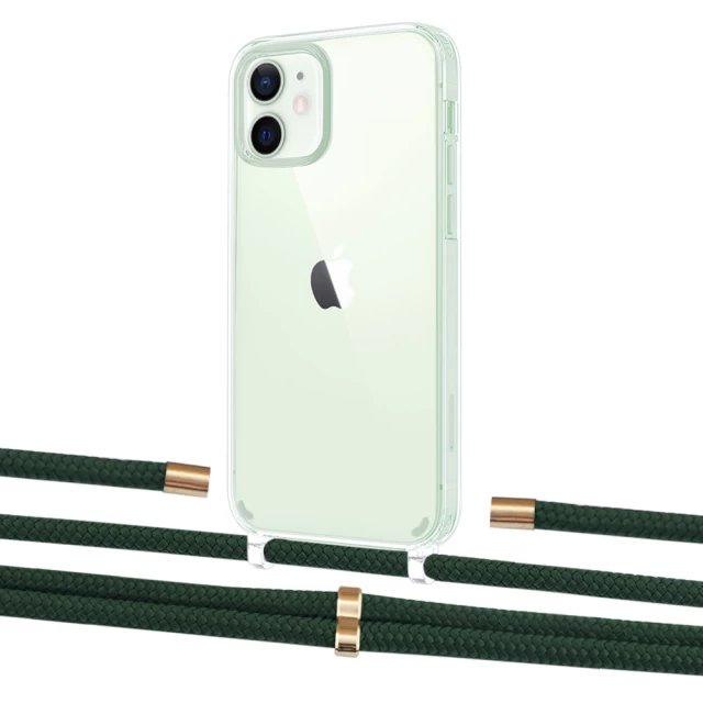 Чехол Upex Crossbody Protection Case для iPhone 12 mini Crystal with Aide Cyprus Green and Cap Gold (UP103634)