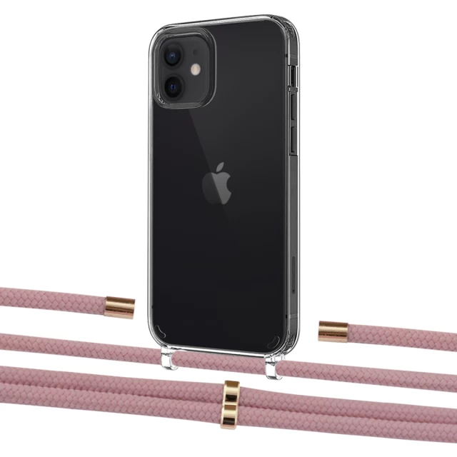 Чохол Upex Crossbody Protection Case для iPhone 12 | 12 Pro Crystal with Aide Carnation and Cap Gold (UP103356)