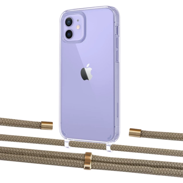 Чохол Upex Crossbody Protection Case для iPhone 12 | 12 Pro Crystal with Aide Champagne and Cap Gold (UP103359)